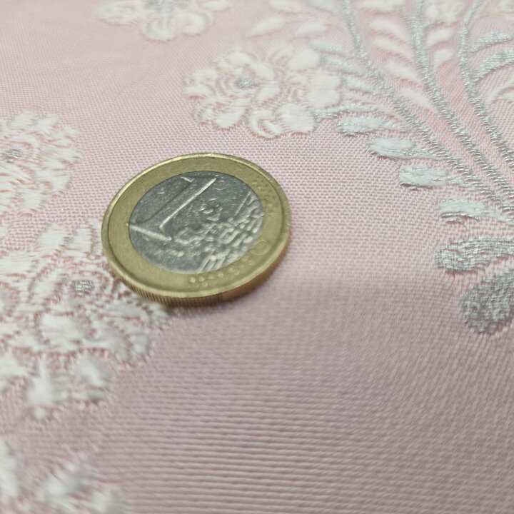 Tecido Brocado Vintage Rosa e Prata para Traje Regional Fallas Valência - Lote 3 Peças