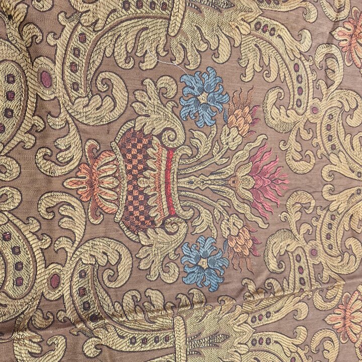 Frammento di Tessuto Jacquard Valenciano Antico, Pannello in Broccato di Seta e Cotone, Arte Tessile Valenciana