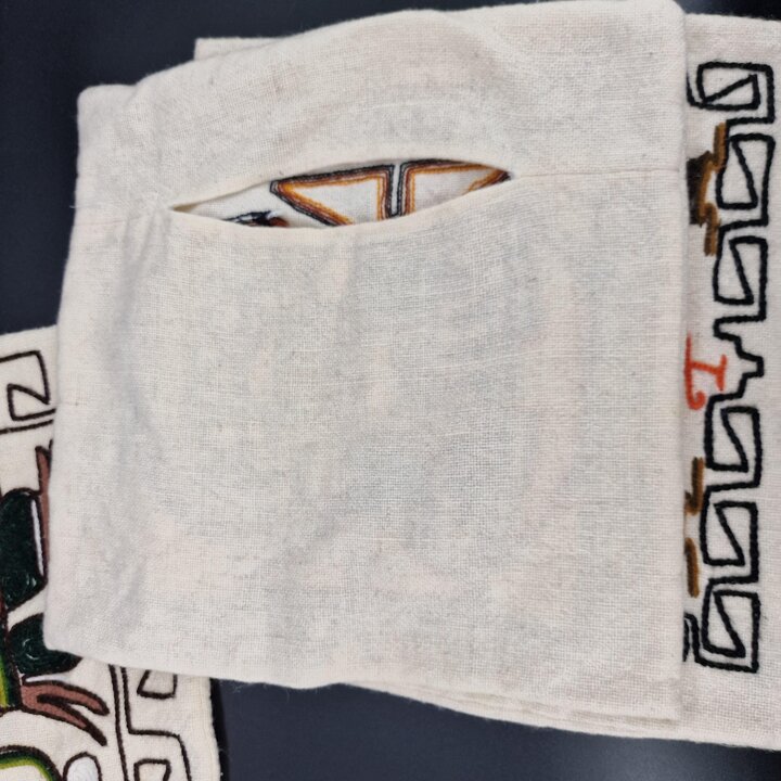 Peruvian Hand Embroidered Pillow Case 15x15 Peru Folk Art Wool Embroidery Nazca Inca Tumi Motif Ethnic Boho Decor Colorful Cushi