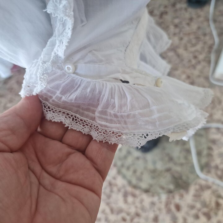 Culotte Pantalon Victorien, Pantalon de Batiste Coton Blanc XIXe, Fente Entrejambe Ouverte avec Monogramme Brode, Taille S Taill
