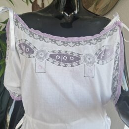 Camisola Vintage de Algodão Anos 60, Roupa de Dormir Branca com Renda Roxa, Lingerie Feminina Nova, Tamanho M a L