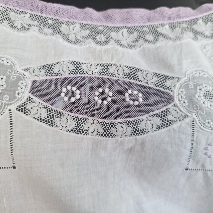 Camisola Vintage de Algodão Anos 60, Roupa de Dormir Branca com Renda Roxa, Lingerie Feminina Nova, Tamanho M a L