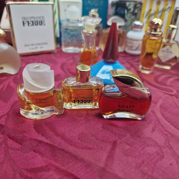 Collezione di 14 Miniature di Profumo Vintage, Dior, Cacharel, Lalique, Rochas, Salvador Dali, Scatole Originali, Anni 1980 e 19