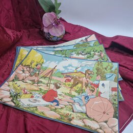 Stampe Vintage per Bambini, Poster Litografici, Archivio Fabbrica Giocattoli, Illustrazioni delle Stagioni, Set di 4, Anni 40
