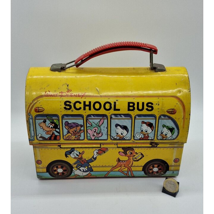 Portapranzo in metallo Payva School Bus Walt Disney. Vintage anni '60, prodotto in Spagna. Pezzo da collezione.