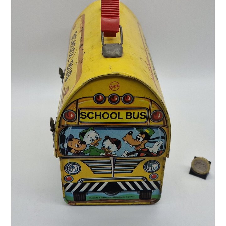 Payva Metal Lunchbox School Bus Walt Disney. Vintage 60s, made in Spain. Collectible item.