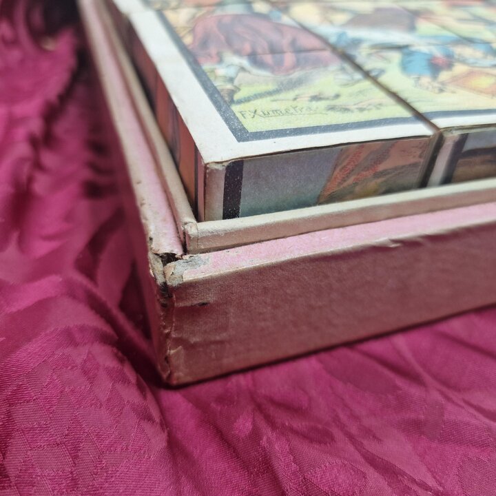 Gioco di Cubi Rompicapo Hijos de Paluzie, Battaglie della Guerra de Indipendenza Spagnola di F Xumetra, 28 Cubi, circa 1905