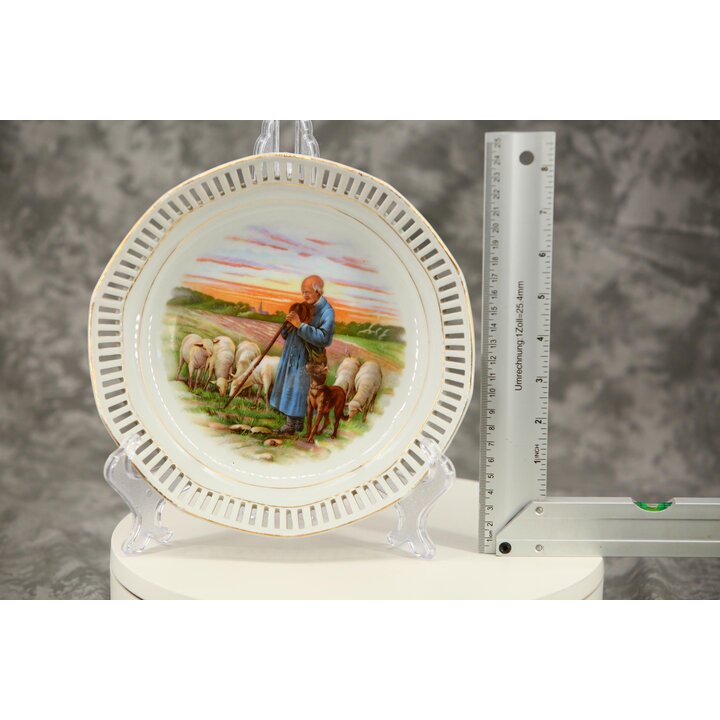 Set di piatti traforati in porcellana Schumann Arzberg, stoviglie tedesche con scene pastorali, servizio da 7 pezzi, meta del se