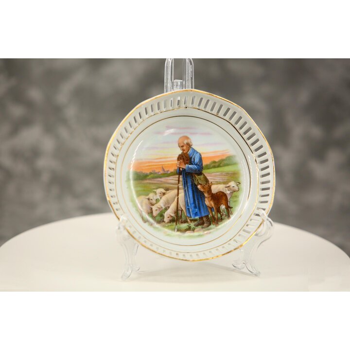 Set di piatti traforati in porcellana Schumann Arzberg, stoviglie tedesche con scene pastorali, servizio da 7 pezzi, meta del se