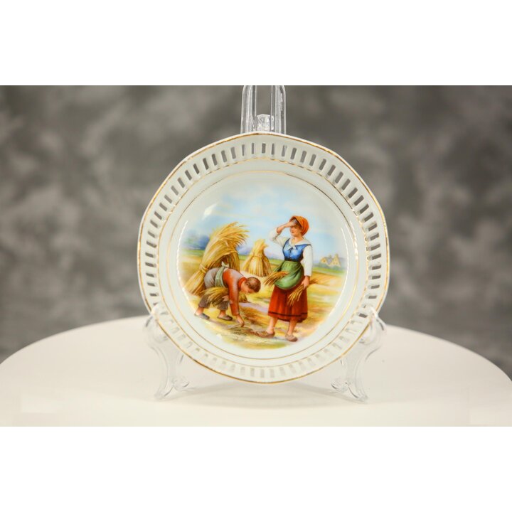 Set di piatti traforati in porcellana Schumann Arzberg, stoviglie tedesche con scene pastorali, servizio da 7 pezzi, meta del se