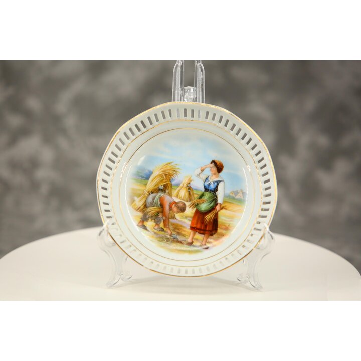 Set di piatti traforati in porcellana Schumann Arzberg, stoviglie tedesche con scene pastorali, servizio da 7 pezzi, meta del se