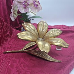 Vintage Messing Lotusbloem Asbak, Hollywood Regency Decoratieve Sculptuur met 6 Afneembare Blaadjes, Mid Century Kantoordecor