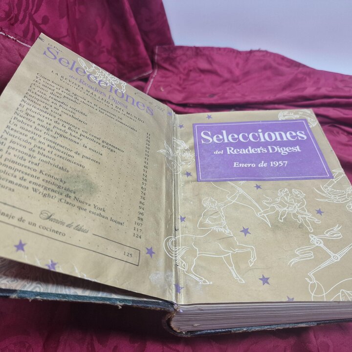 Ingebonden Tijdschriften Vintage, Selecciones del Readers Digest Jaargang 1957 Compleet, 2 Delen, Spaanse Editie, Reclame