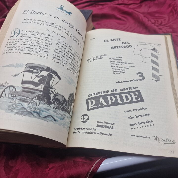 Vintage Bound Magazines Book Set, Selecciones del Readers Digest 1957 Full Year, 2 Volumes, Spanish Edition, Retro Advertising