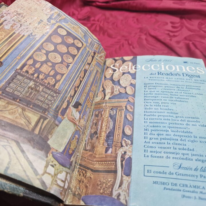 Revues Reliees Vintage, Selecciones del Readers Digest Annee 1957 Complet, 2 Volumes, Edition Espagnole, Publicite Ancienne