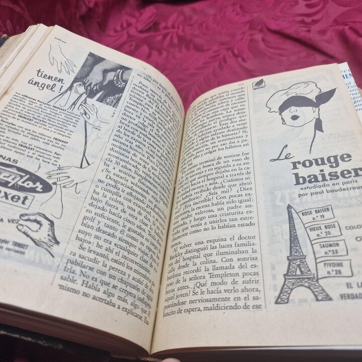Vintage Bound Magazines Book Set, Selecciones del Readers Digest 1957 Full Year, 2 Volumes, Spanish Edition, Retro Advertising
