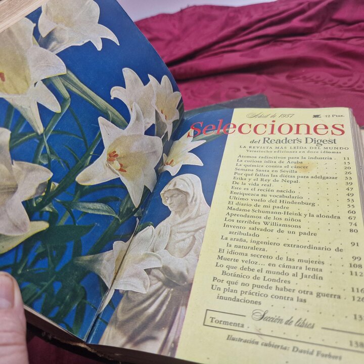 Riviste Rilegate Vintage, Selecciones del Readers Digest Anno 1957 Completo, 2 Volumi, Edizione Spagnola, Pubblicita Epoca
