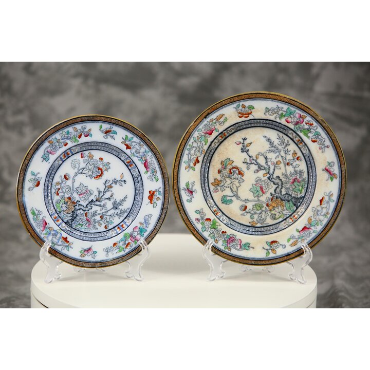 英国アンティーク ティーカップトリオ Pinder Bourne and Hope Dresden インディアンツリー PB&H 3点セット ヴィクトリア朝 1851年頃