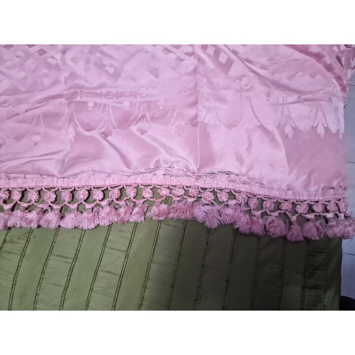 Antike italienische Seidendamast-Tagesdecke Rosa, Damaststoff des 19. Jhs für Restaurierung, Historischer Seidenstoff 200x260cm