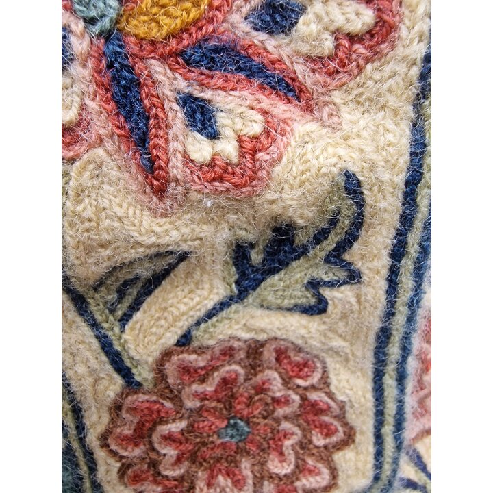 Par de Alfombras Indias de Lana, Tapices Bordados Punto de Cadena 65x110, Alfombra Boho Floral Vintage, Tapicería Cachemira de A