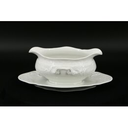Saucière Vintage Rosenthal en Porcelaine Blanche, Service de Table Allemand Années 1920, Relief Rococo, Vaisselle Ancienne Chic