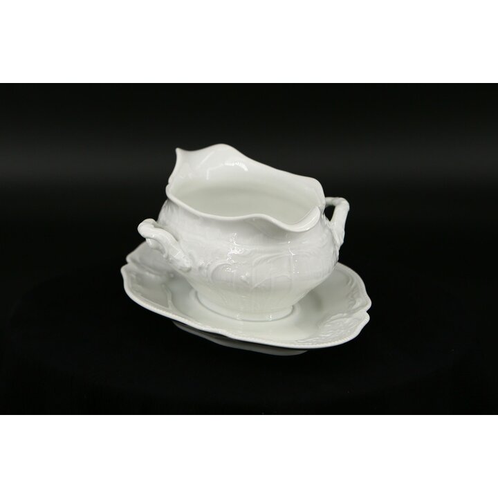 Saucière Vintage Rosenthal en Porcelaine Blanche, Service de Table Allemand Années 1920, Relief Rococo, Vaisselle Ancienne Chic
