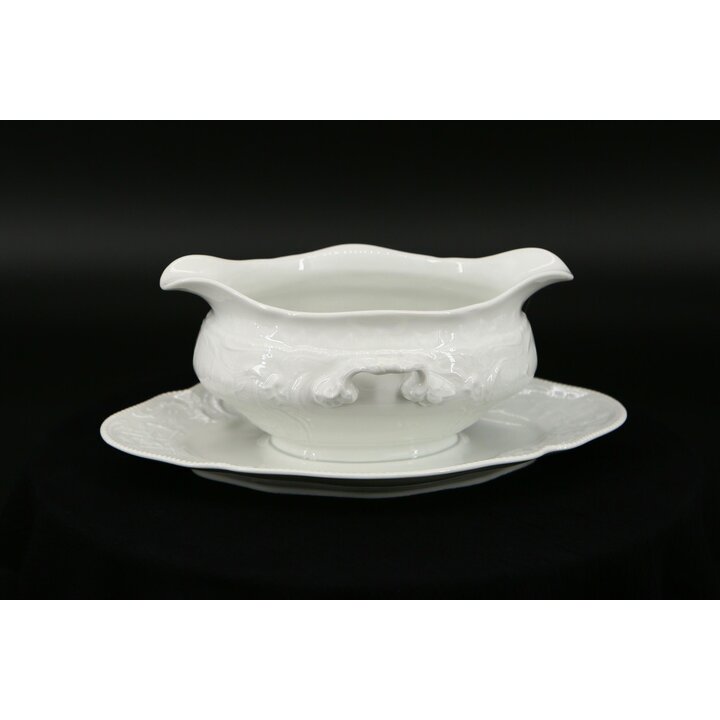 Sosjerka Vintage Rosenthal z Białej Porcelany, Niemiecka Zastawa Stołowa z Lat 20, Relief Rokoko, Eleganckie Naczynie do Sosów