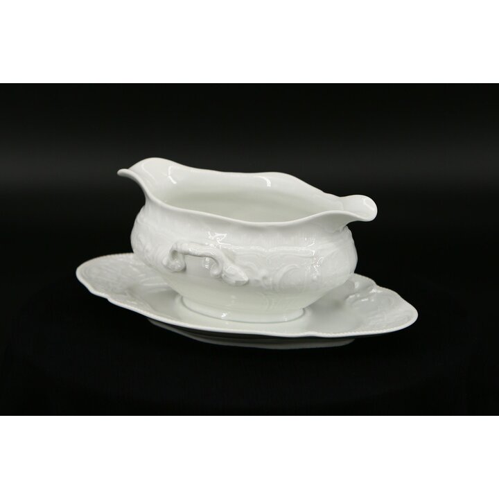 Rosenthal Vintage Witte Porseleinen Justeera, Rococo Reliëf Sauskom, Duits Servies Jaren 20, Antiek Tafelgerei voor Diner