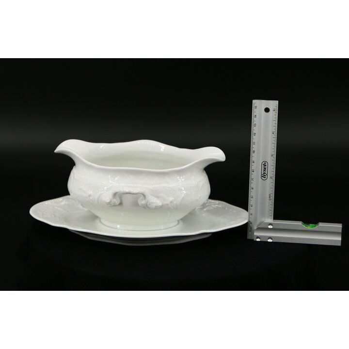 Rosenthal Vintage Witte Porseleinen Justeera, Rococo Reliëf Sauskom, Duits Servies Jaren 20, Antiek Tafelgerei voor Diner