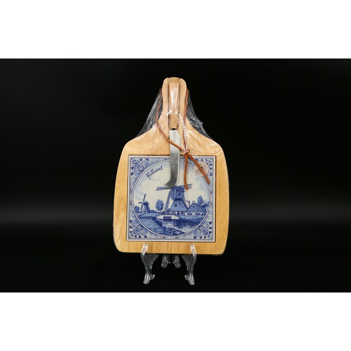 Tabla de Queso y Cortar con Cuchillo, Souvenir Delft Blue Pintado a Mano, Estilo Holandés, Regalo Único