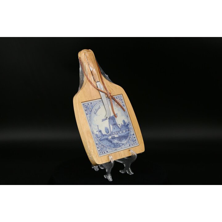 Tabla de Queso y Cortar con Cuchillo, Souvenir Delft Blue Pintado a Mano, Estilo Holandés, Regalo Único