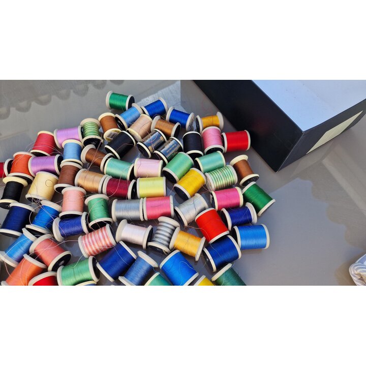 Vintage Lot of 75 Fine Cotton Thread Spools 50 Fabra Coats Spain | Antique Sewing Threads for Machine Embroidery | Collectible M