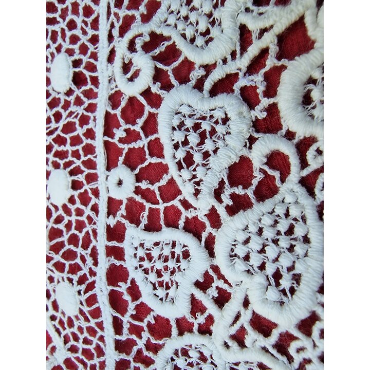 Col en Dentelle de Coton Ancienne Fait Main, Époque Édouardienne, Blanc, v. 1910