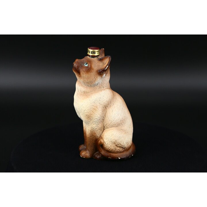 Botella figurativa de gato siamés para Brandy, Cerámica, España, años 90