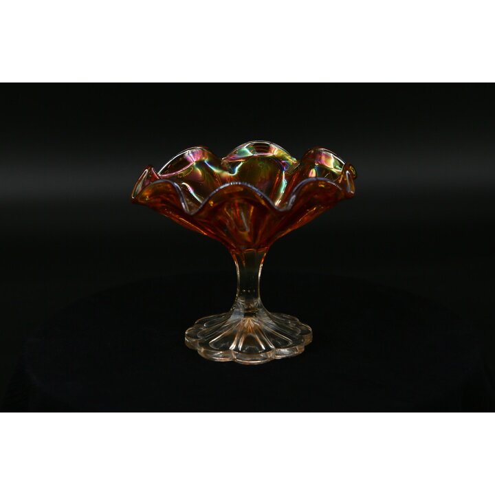 Cuenco de Vidrio de Carnaval Marigold - Estilo Vintage Década de 1970