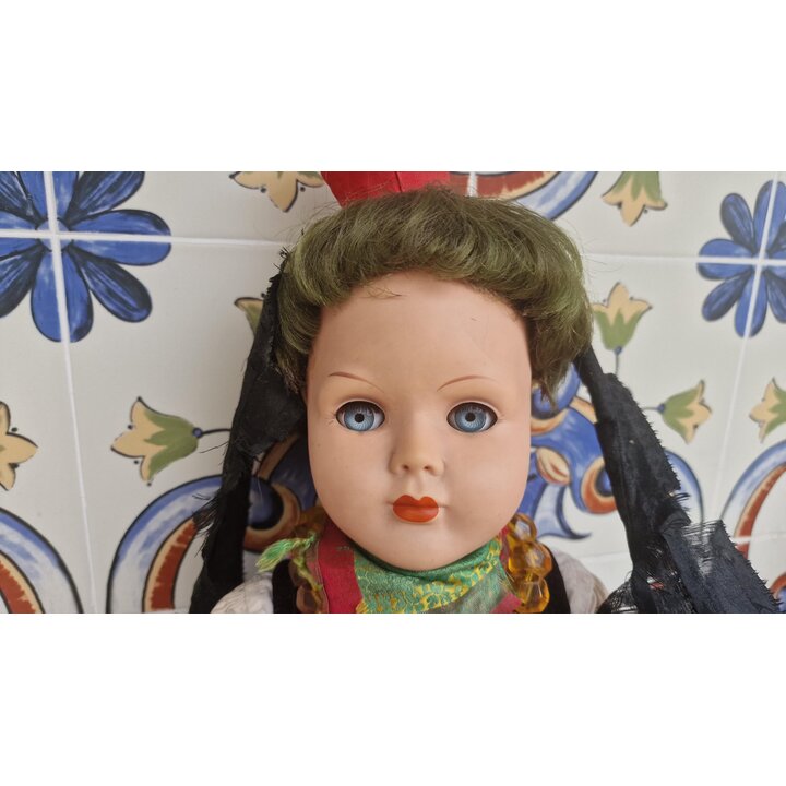 Duitse Vintage Pop, Verzamelpop Max Maier Munchen MMM 1300 60, Schwalm Hessen Klederdracht, 53 cm, Celluloid Pop Jaren 50
