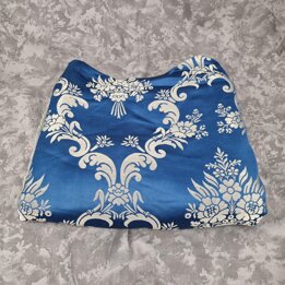 Tecido de Damasco Valência Azul e Prata com Lurex e Fibras Naturais