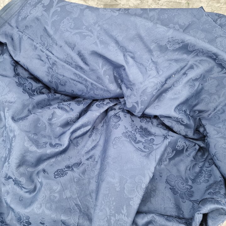 Vintage Spanischer Damaststoff 280x480 cm - Blaues Satingewebe