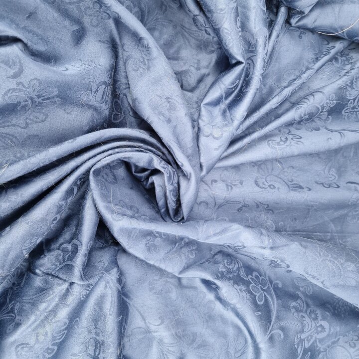 Tissu Damassé Floral Espagnol Vintage 280x480 cm - Satin Bleu