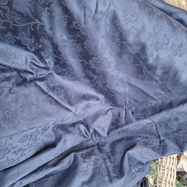 Tessuto Damascato Floreale Spagnolo Vintage 280x480 cm - Blu
