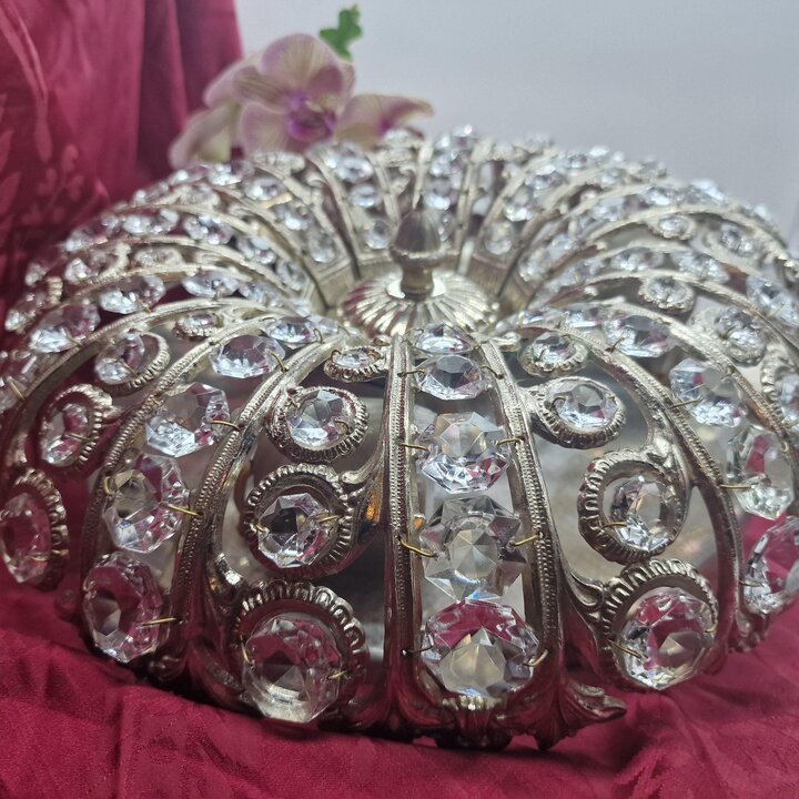 Lámpara de Techo Vintage, Plafón de Cristal y Latón Plateado, Araña de Techo Retro, 3 Luces E27, Iluminación de Salón y Recibido
