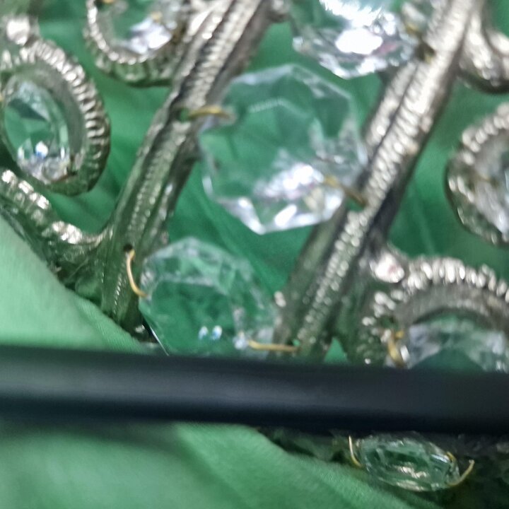 Plafonier Vintage, Candeeiro de Teto em Latão Prateado e Cristal, Lustre Retro, 3 Luzes E27, Iluminação para Sala de Estar e Hal