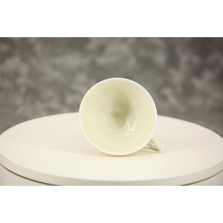 Zestaw 6 Filiżanek na Stopce K and A Krautheim, Filiżanki z Karbowanej Porcelany Kość Słoniowa, Selb Bavaria Niemcy, Retro Naczy