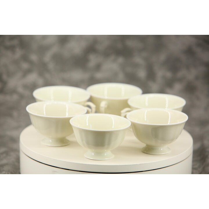 Set of 6 Vintage K and A Krautheim Footed Teacups, Fluted Ivory Porcelain Cups, Selb Bavaria Germany, Mid Century Tableware