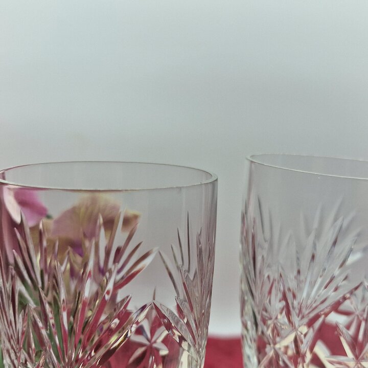 Paire de Flutes a Champagne V Sampedro, Coupes en Cristal Taille et Alpacca, Lot de 2 Verres avec Decor de Bacchanale, 23 cm