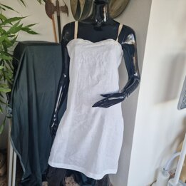 ヴィンテージ リネン スリップドレス キャミソール アールデコ 1920年代 手刺繍 シルクストラップ サイズM バスト94cm