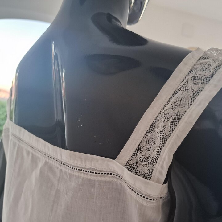 Ensemble Lingerie Vintage en Batiste Chemise et Pantalon, Style Édouardien Coton Blanc Dentelle, Poitrine 88 cm, Pantalons