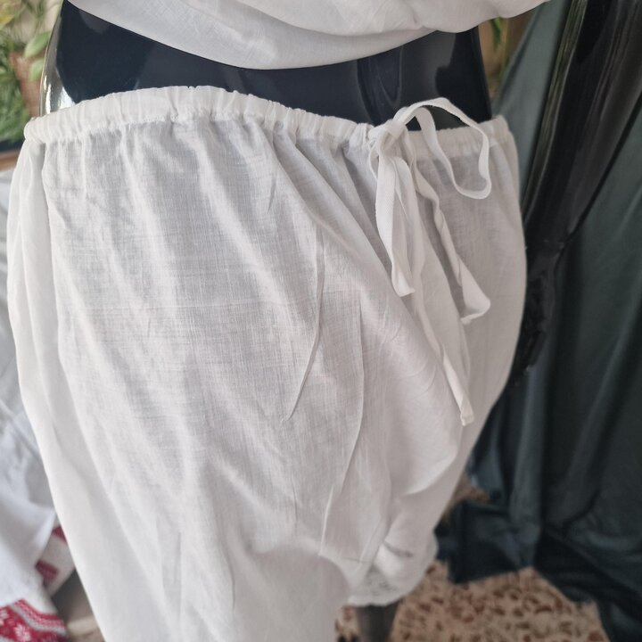 Ensemble Lingerie Vintage en Batiste Chemise et Pantalon, Style Édouardien Coton Blanc Dentelle, Poitrine 88 cm, Pantalons
