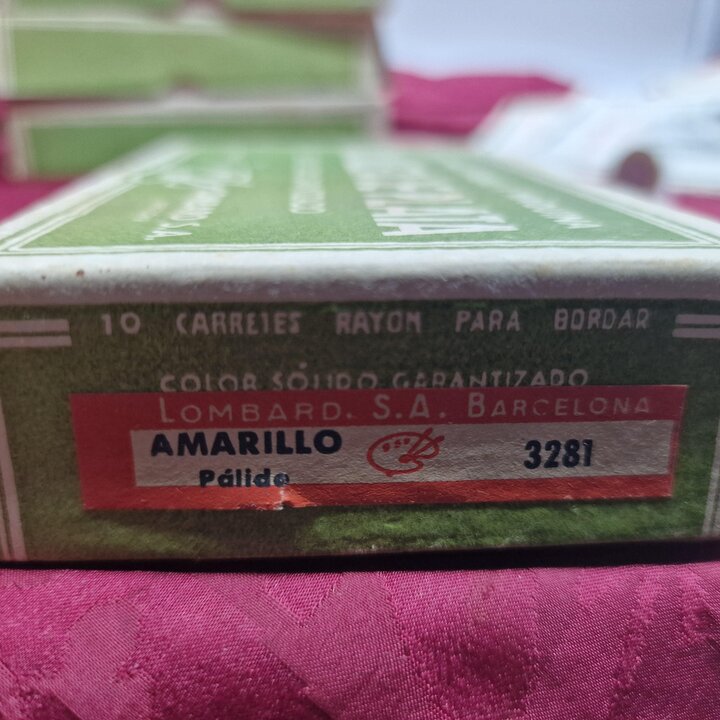 Fil de Rayonne Vintage, Lombard Barcelone La Paleta de Plata, Boite de 10 Bobines en Bois, Mercerie Ancienne Espagne