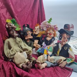 Коллекция 5 Кукол Манит Hechiceros Керамика Валенсия Испания 1980е Сатирическая Карикатурная Скульптура Испанский Фольклор